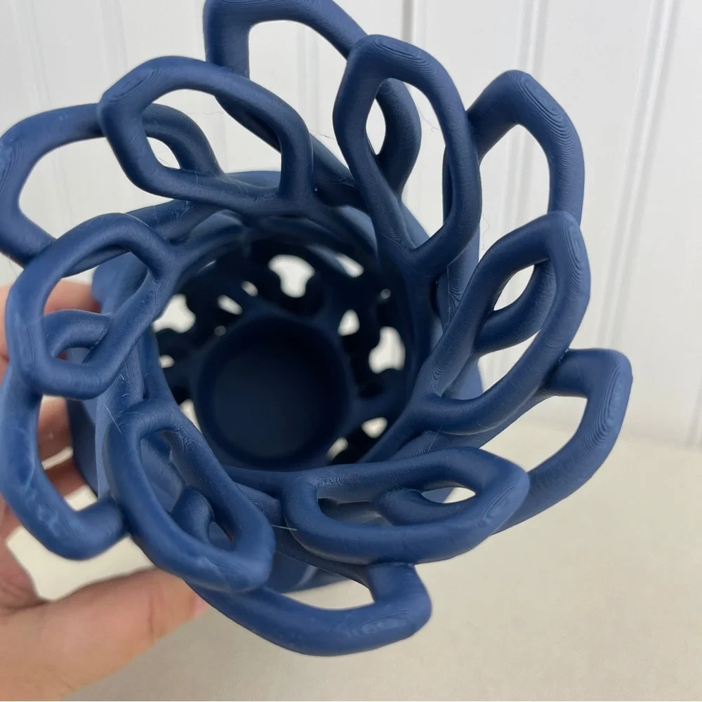 Sculptural Vase, Chain Vase, Wavy Openwork Decorative Vase
